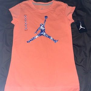 Peach Jordan Tee, Girls' Medium